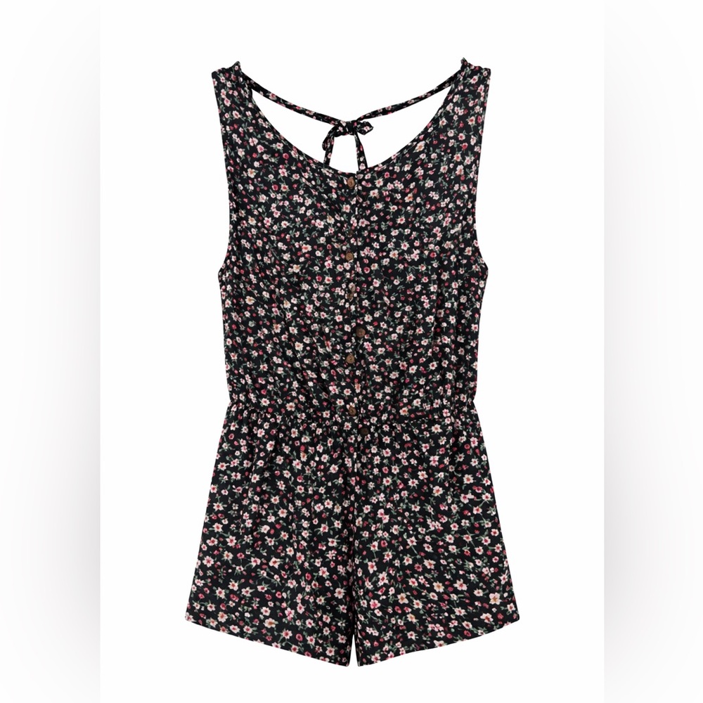 Floral Black Sleeveless Romper